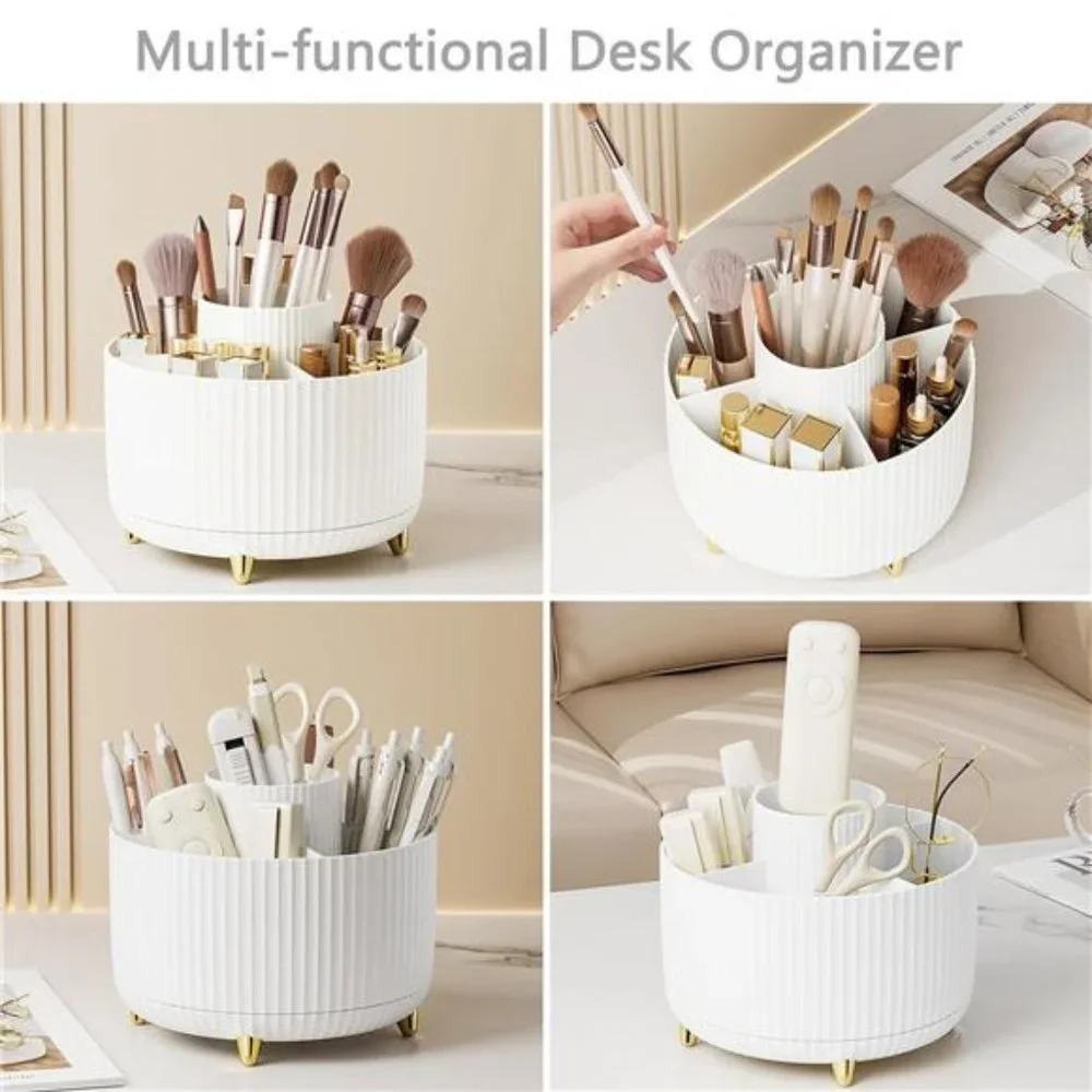🌺 Makeup Brush holder Organizer, 🦋360° Rotating Make up Brush Holder, 5 Slots